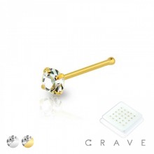 CLEAR ROUND CZ PRONG SET NOSE BONE PACKAGE 316L SURGICAL STEEL